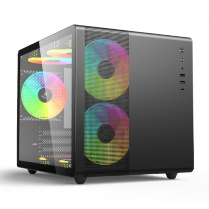 Gabinete C3tech Aquarius Matx Mini Tower Lateral De Vidro Temperado Sem Fonte Preto Mt-g710bk