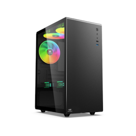 Gabinete C3tech Mt-g200bk Micro Atx Mini Tower Usb 3.0 Lateral De Vidro Temperado Com 3 Fans Preto