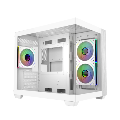 Gabinete Cooler Master Elite 481 Wood Matx Mini Tower Lateral De Vidro Temperado Usb Tipo C Branco E481-Whnn-S00