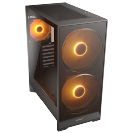 Gabinete Cougar Airface 180 Atx Mid Tower Lateral De Vidro Temperado Usb Tipo C Com 3 Fan Preto 385va40.0001