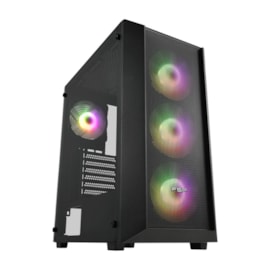 Gabinete Fsp Cmt218 Atx Mid Tower Usb 3.0 Lateral De Vidro Temperado Com 4 Fan Preto