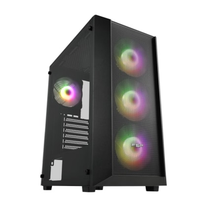 Gabinete Fsp Cmt218 Atx Mid Tower Usb 3.0 Lateral De Vidro Temperado Com 4 Fan Preto