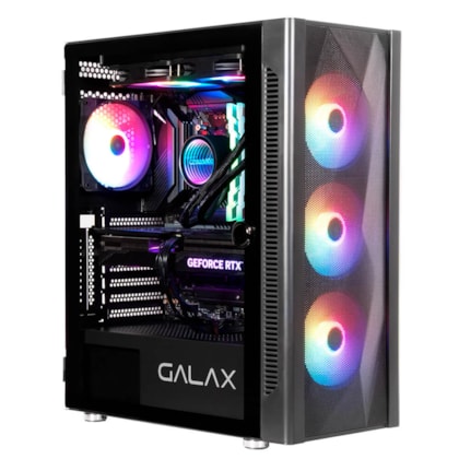 Gabinete Galax Revolution-06 Atx Mid Tower Lateral De Vidro Temperado 4 Fans Sem Fonte Preto G-cgg6agba4b0-glxg