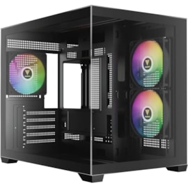 Gabinete Gamdias Aura Gc10M Argb V2 Preto Matx Micro Tower Vidro Temperado Com 3 Fan