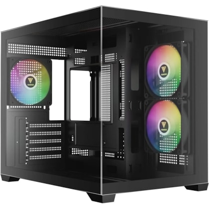 Gabinete Gamdias Aura Gc10M Argb V2 Preto Matx Micro Tower Vidro Temperado Com 3 Fan