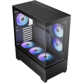 Gabinete Gamdias Aura Gc12 Argb Atx Mid Tower Vidro Temperado Usb Tipo C Com 6 Fan Preto