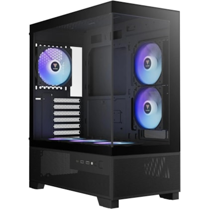 Gabinete Gamdias Aura Gc12 Argb Atx Mid Tower Vidro Temperado Usb Tipo C Com 6 Fan Preto