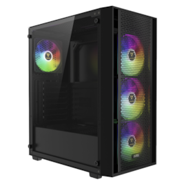 Gabinete Gamdias Aura GC2 Elite Atx Mid Tower Lateral De Vidro Temperado Com 4 Fans Sem Fonte Preto