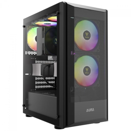Gabinete Gamdias Aura Gc6 Argb Argb Atx Mid Tower Lateral De Vidro Temperado Usb 3.0 Preto