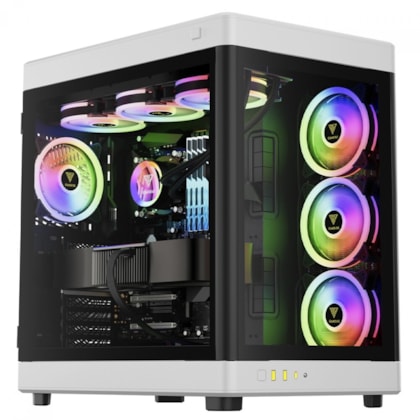 Gabinete Gamdias Neso P1 Bw Preto E Branco Full Tower Vidro Temperado Atx Sem Fonte Sem Fan