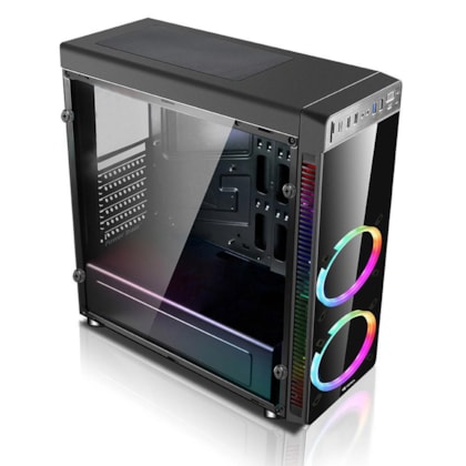 GABINETE GAMER C3TECH MT-G1000 FRONTAL 2 FAN LED RGB/USB 3.0/2X2.0/LAT. VIDRO/SEM FONTE - MT-G1000BK