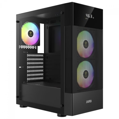 Gabinete Gamer Gamdias Aura Gc5 Argb Atx Mid Tower Lateral De Vidro Temperado Usb 3.0 Preto