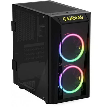 GABINETE GAMER GAMDIAS TALOS E1 LED MID TOWER COM FAN PRETO