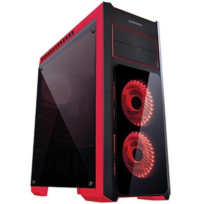 GABINETE GAMER PCYES TANK TANPVVM3FCVT PRETO/VERMELHO COM 3 FANS