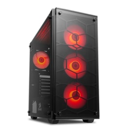 GABINETE GAMER REDRAGON WHEELJACK LATERAL/FRONTAL VIDRO TEMPERADO, COM 4 FANS VERMELHO , GC-606BK-R