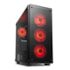 GABINETE GAMER REDRAGON WHEELJACK LATERAL/FRONTAL VIDRO TEMPERADO, COM 4 FANS VERMELHO , GC-606BK-R