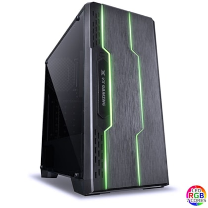 GABINETE GAMER VX GAMING TRON FITA DE LED 7 CORES PRETO