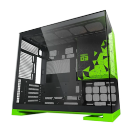 Gabinete Geometric Future Model 3 Matx Mini Tower Vidro Temperado Usb Tipo C Preto E Verde Geo-M3-Bnv