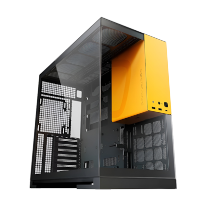 Gabinete Geometric Future Model 5 Eatx Mid Tower Lateral De Vidro Temperado Usb Tipo C Preto E Amarelo Geo-M5-By