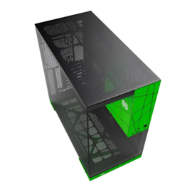 Gabinete Geometric Future Model 5 Eatx Mid Tower Lateral De Vidro Temperado Usb Tipo C Preto E Verde Geo-M5-Bnv