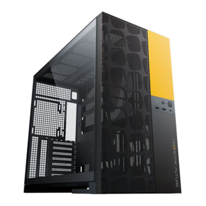 Gabinete Geometric Future Model 5 Vent Eatx Mid Tower Lateral De Vidro Temperado Usb Tipo C Preto E Amarelo Geo-M5V-By
