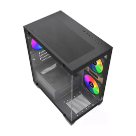 Gabinete Gstorm Raider Matx Mid Tower Vidro Temperado Usb 3.0 Preto Gs-Rai-Bk-3F