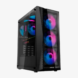 Gabinete Hyrax Hgb600 E-atx Full Tower Lateral De Vidro Temperado Preto C/ 4 Fans Rgb Hgb600b