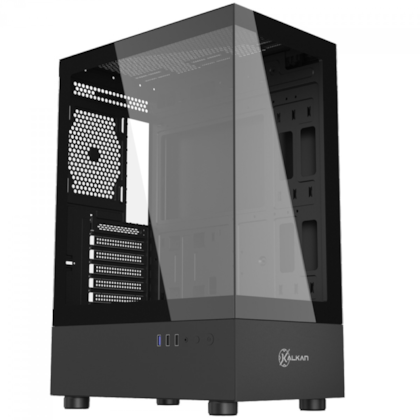 Gabinete Kalkan Avalon Pro Atx Mid Tower Vidro Temperado Usb 3.0 Sem Fan Preto Klk00037