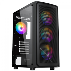 Gabinete Kalkan Joturn Atx Mid Tower Lateral De Vidro Temperado Usb 3.0 Com 4 Fans Rgb Preto Klk00038