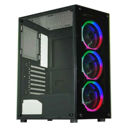 Gabinete Kmex Cg-30c5 Atx Mid Tower Lateral De Vidro Temperado Usb 2.0 Com 3 Fans Preto Cg30c5rh0010b0x