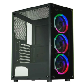 Gabinete Kmex Cg-30c5 Mid Tower Lateral De Vidro Temperado Usb 2.0 Com 3 Fans Preto Cg30c5rh0010b0x