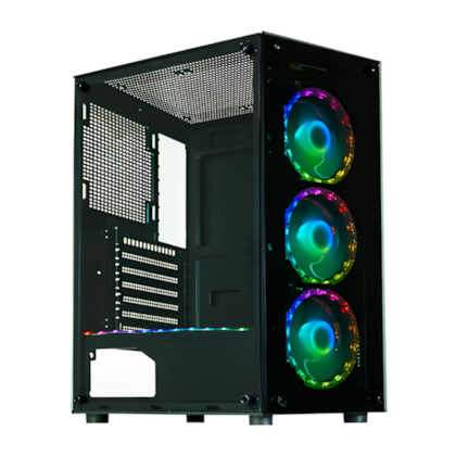 Gabinete Kmex Cg-60c5 Atx Mid Tower Lateral De Vidro Temperado Usb 2.0 Com 3 Fans E Controladora Cg60c5rh0010b0x
