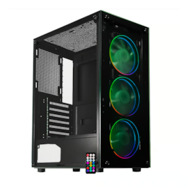 Gabinete Kmex Cg-60c5 Mid Tower Atx Lateral De Vidro Temperado Usb 2.0 Com 3 Fans E Controladora Cg60c5rh0010b0x