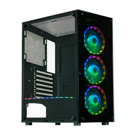 Gabinete Kmex Cg-60c5 Mid Tower Atx Lateral De Vidro Temperado Usb 2.0 Com 3 Fans E Controladora Cg60c5rh0010b0x