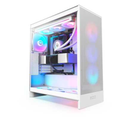 Gabinete Nzxt H7 Flow Rgb Eatx Mid Tower Lateral De Vidro Temperado Usb Tipo C Branco Cm-H72Fw-R1