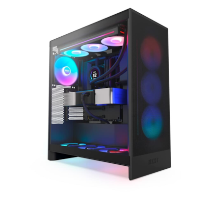 Gabinete Nzxt H7 Flow Rgb Eatx Mid Tower Lateral De Vidro Temperado Usb Tipo C Preto Cm-H72Fb-R1