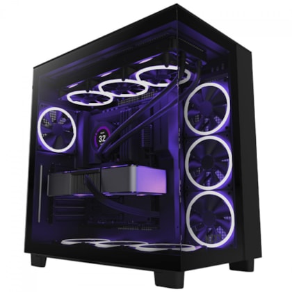 Gabinete Nzxt H9 Flow Atx Mid Tower Vidro Temperado Com Fan Preto Cm-h91fb-01