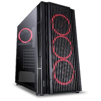 GABINETE PCYES ATMOS MID-TOWER 4FANS 120MM LED VERMELHO LATERAL EM VIDRO TEMPERADO- ATPTVM4FCV