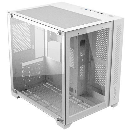 Gabinete Pcyes Forcefield White Ghost Frontal E Lateral Vidro Mid Tower S/ Fans Preto Gffwgp