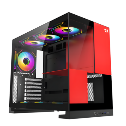 Gabinete Redragon Eternal Atx Mid Tower Vidro Temperado Usb Tipo C Preto E Vermelho Ca-612Br