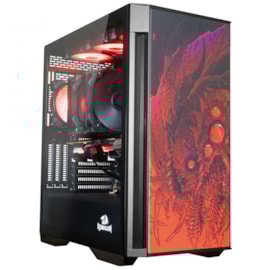 Gabinete Redragon Infernal Dragon Strafe Mid Tower Vidro Temperado Preto Personalizado Brock Hofer Atx S/Fonte Gc-706if