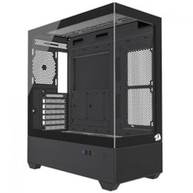 Gabinete Redragon Reflect Flow Mid Tower Lateral De Vidro Temperado Preto Ca-606b