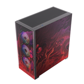 Gabinete Redragon Strafe Flow Infernal Dragon Atx Mid Tower Lateral De Vidro Temperado Usb 3.0 Preto E Vermelho Ca-618B