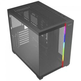 Gabinete Redragon Tesseract Rgb Atx Mid Tower Vidro Temperado Usb Tipo C Preto Ca-614B