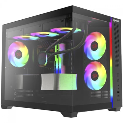 Gabinete Redragon Wideload Mini Lite Rgb Matx Mid Tower Vidro Temperado Usb Tipo C Preto Ca-611B