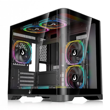 Gabinete Rise Mode Galaxy Curved Matx Mini Tower Vidro Temperado Usb 3.0 Sem Fans Rm-Ga-Gc-Fb