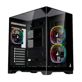 Gabinete Rise Mode Galaxy Full Glass X Black Matx Mid Tower Vidro Temperado Usb 3.0 Sem Fans Preto Rm-Ca-Fgx-B