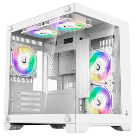 Gabinete Rise Mode Galaxy Glass Mini Matx Mini Tower Vidro Temperado Usb 3.0 Sem Fans Branco Rm-Ga-Ggmn-Fw