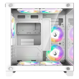 Gabinete Rise Mode Galaxy Glass Mini Matx Mini Tower Vidro Temperado Usb 3.0 Sem Fans Branco Rm-Ga-Ggmn-Fw