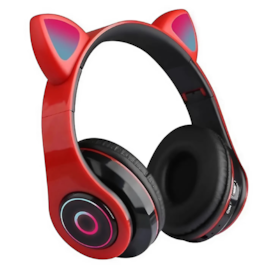 Headphone Cat Ear Bluetooth Vermelho Dw-b39